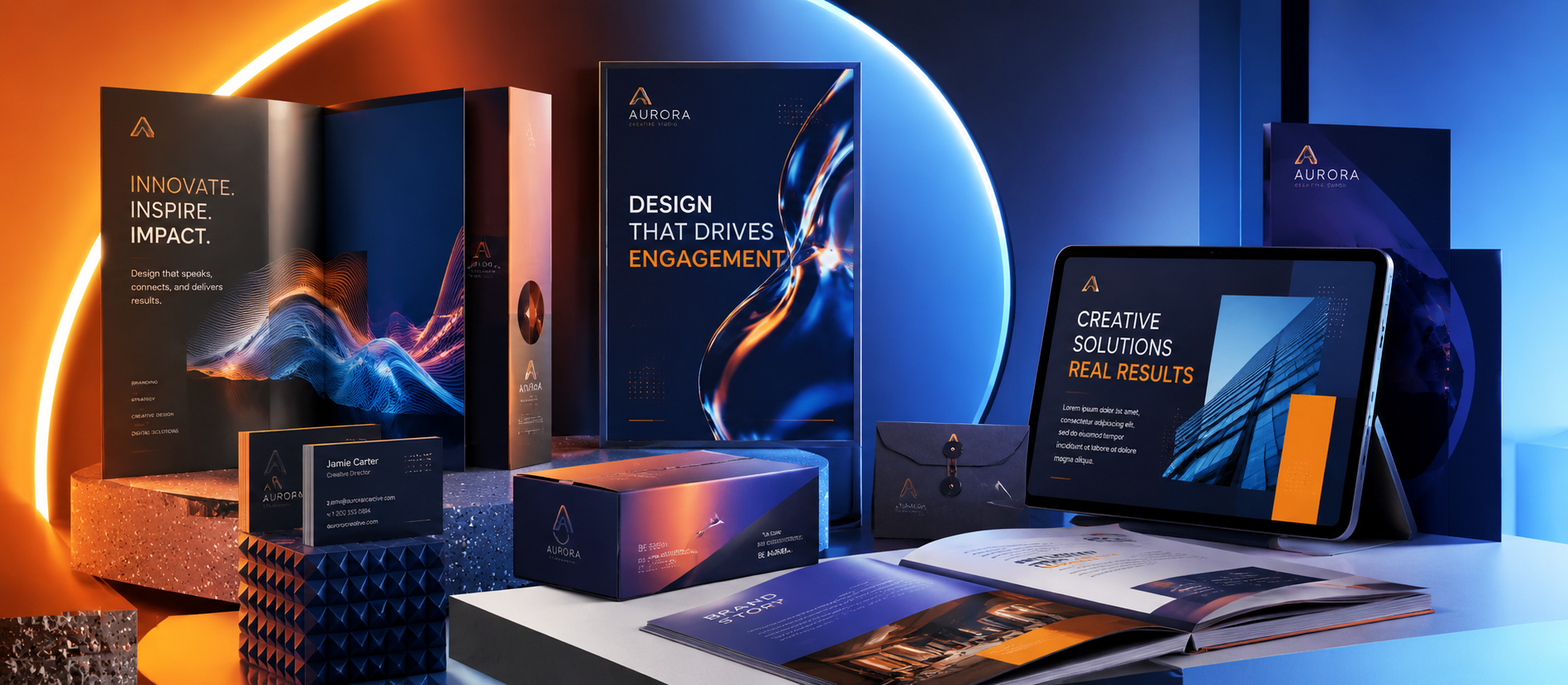 Premium print brochure and packaging design collateral