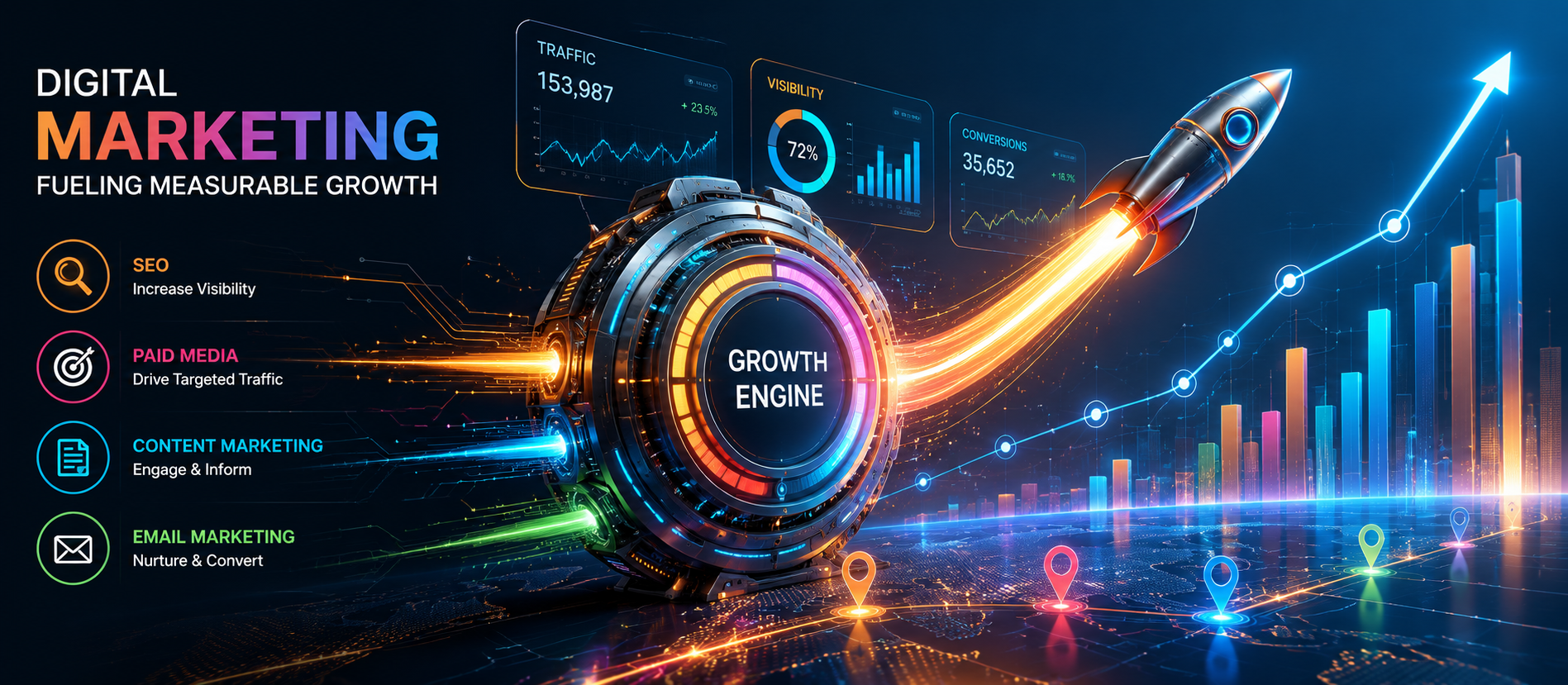 Digital marketing analytics dashboard mockup
